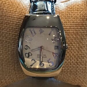 Silpada Embossed Black Leather Watch T1415